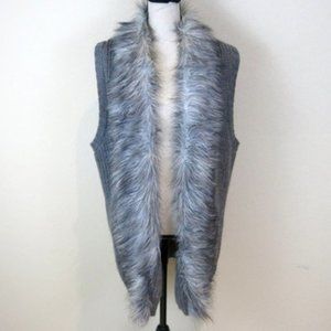 Jessica Simpson Gray Faux Fur Vest Sweater Size 2X